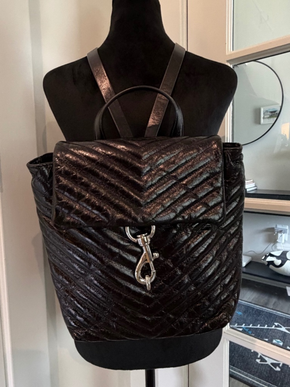 Rebeca Minkoff Black Quilted Backpack